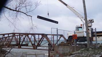 The Cull Drain Bridge is dismantled and removed. November 27, 2014 (Blackburnnews.com photo by Jake Jeffrey)