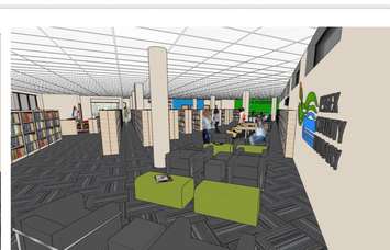 Artist's rendering of the renovated Cada Library in Tecumseh. Image provided by Joe Bachetti/Facebook.