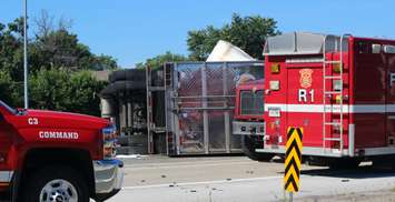 Transport truck collision WB Hwy. 402. July 25, 2017 (Photo By Dave Dentinger)