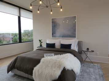 An upstairs bedroom at the Millstone Dream Home  on  Silver Creek Circle. (Photo by Miranda Chant, Blackburn News) 
