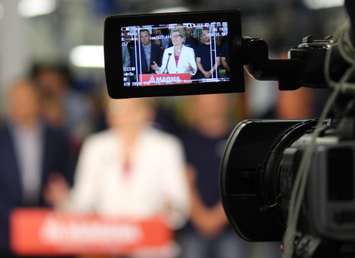 Ontario Premier Kathleen Wynne holds an auto manufacturing round table at Magna Closures in Windsor, June 19, 2015. (Photo by Mike Vlasveld)