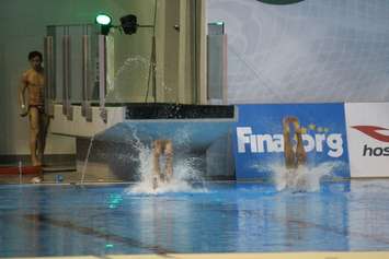 Divers compete in the FINA Diving World Series 2015 in Windsor, May 22, 2015. (Photo by Jason Viau)