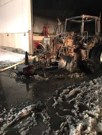 Firefighters responded to a farm property on Churchill Line after a fire broke out, February 9, 2018. (Photo courtesy of Petrolia and North Enniskillen Fire Department via Facebook)