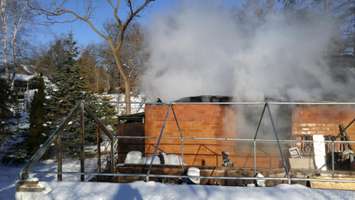 A detached garage fire on Blackwell Side Rd. January 4, 2018. (Photo by Colin Gowdy, Blackburn News)