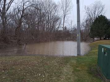 Flooding on Thomas St. at Van Allen Ave. in Chatham. February 24, 2018. (Photo by Natalia Vega).