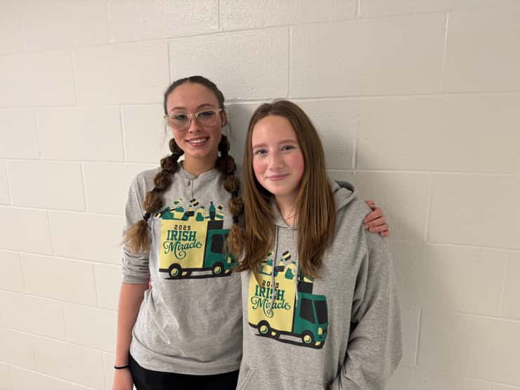(Left to right) St. Patrick's Irish Miracle organizing committee members Jayden Miller and Talia Bosilo. November 28, 2025. Blackburn Media photo by Melanie Irwin.