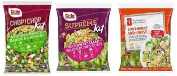 Recalled Dole and President's Choice salad kits (Images courtesy of the Canadian Food Inspection Agency)