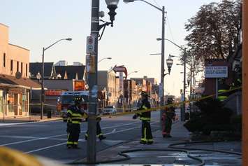 Firefighters at the scene of a fire at a restaurant at Wyandotte St. E and Marion Ave. in Windsor, October 12, 2015.  (Photo by Adelle Loiselle)