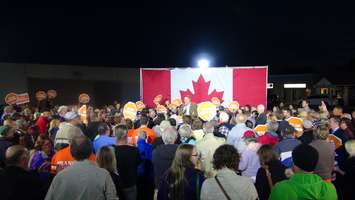 Supporters await NDP Leader Tom Mulcair in the Town of Essex, October 4, 2015. (Photo by Jake Kislinsky)