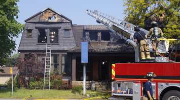 Sarnia Fire responds to a fire at Christina Street and Maxwell Street. 9 June 2023. (Photo by Sarnia News Today)