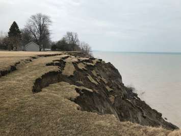Talbot Trail erosion near Dealtown. March 4, 2020. (Photo by Paul Pedro)