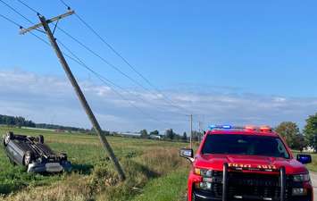 Emergency crews on scene of a crash on Third Line west of Mill Road, September 18, 2023. Photo courtesy of the Southwold Fire Department via X.