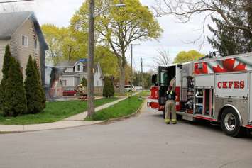 Firefighters battle a house fire in the area of Grant Street and Chatham Street in Chatham, May 8, 2019. (Photo courtesy of 	John Revell) 