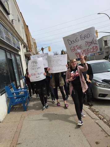 Students protesting at North Lambton Secondary School - April 4, 2019 (Photo courtesy of Brooklyn Glover)