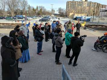 Supporters gather for pipeline protesters Jan. 13, 2017 at Sarnia courthouse.  (Photo by Jake Jeffrey)