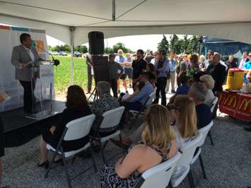 Windsor Regional Hospital CEO David Musyj speaks with the community about the new mega-hospital on County Rd. 42 at Ninth Concession Rd., July 16, 2015. (Photo by Jason Viau)