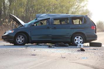 OPP officers investigate a fatal crash on Hwy. 3 near Morse Rd., April 29, 2015. (Photo by Jason Viau)