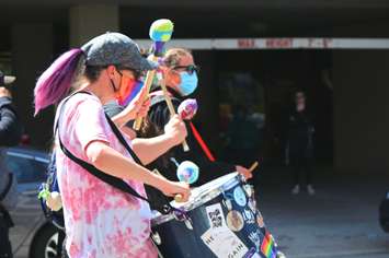 Hundreds march in Sarnia's downtown for  Black Lives Matter rally June 13, 2020 (BlackburnNews.com photo by Dave Dentinger)