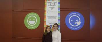 Youth Advisory Council members Maura Cook and Janessa Labadie at the ACCESS Open Minds Sarnia-Lambton site unveiling. December 6, 2019. (BlackburnNews.com photo by Colin Gowdy)