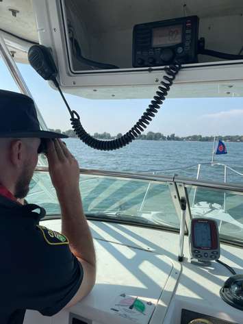 The OPP search the water of Lake Erie near Rondeau for a missing swimmer, August 28, 2021. (Photo courtesy of the OPP via Twitter)