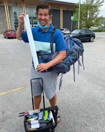 Sarnia Real Estate Agent Adam Dumond getting ready for the Royal LePage Shelter Foundation Trek.  July 2021.  (Photo from Dumond's Facebook page)