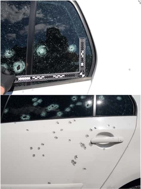 Weapons seized from home after vehicle riddled with bullets