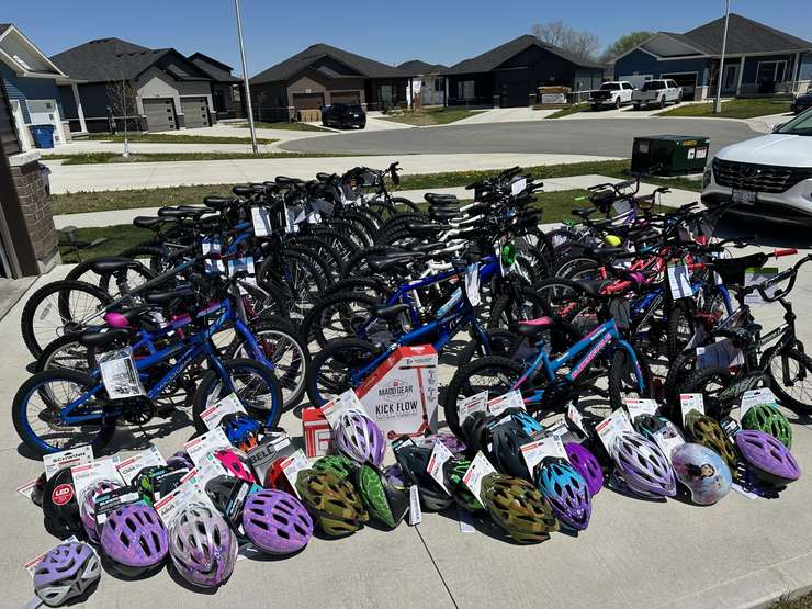 Down for Wheels campaign helps buy 43 bikes, helmets, locks, and other safety accessories. May 15, 2025. (Photo courtesy of the St. Clair Catholic District School Board)
