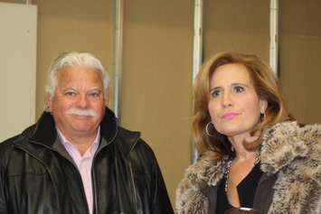 Windsor-Tecumseh MPP Percy Hatfield and WEEDC CEO Sandra Pupatello at HGS Canada announcement, January 13 2015.  (Photo by Adelle Loiselle.)