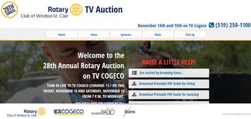Screenshot of the Windsor-St. Clair Rotary TV Auction website