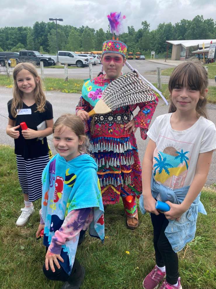 St. Anne students taking part in a Pow Wow at Antler Elementary. 23 June 2023. (Photo by St. Clair Catholic School Board.