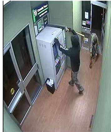 Norfolk OPP are looking for two suspects after an ATM was stolen from a Waterford bank. Photo courtesy of OPP.