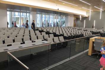 Visitors check out the new City Council Chambers at a public opening of the New Windsor City Hall, May 26, 2018. Photo by Mark Brown/Blackburn News.