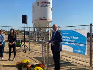 Director of Education Scott Johnson speaking at ground blessing ceremony. October 5, 2022. (Photo by Melanie Irwin)