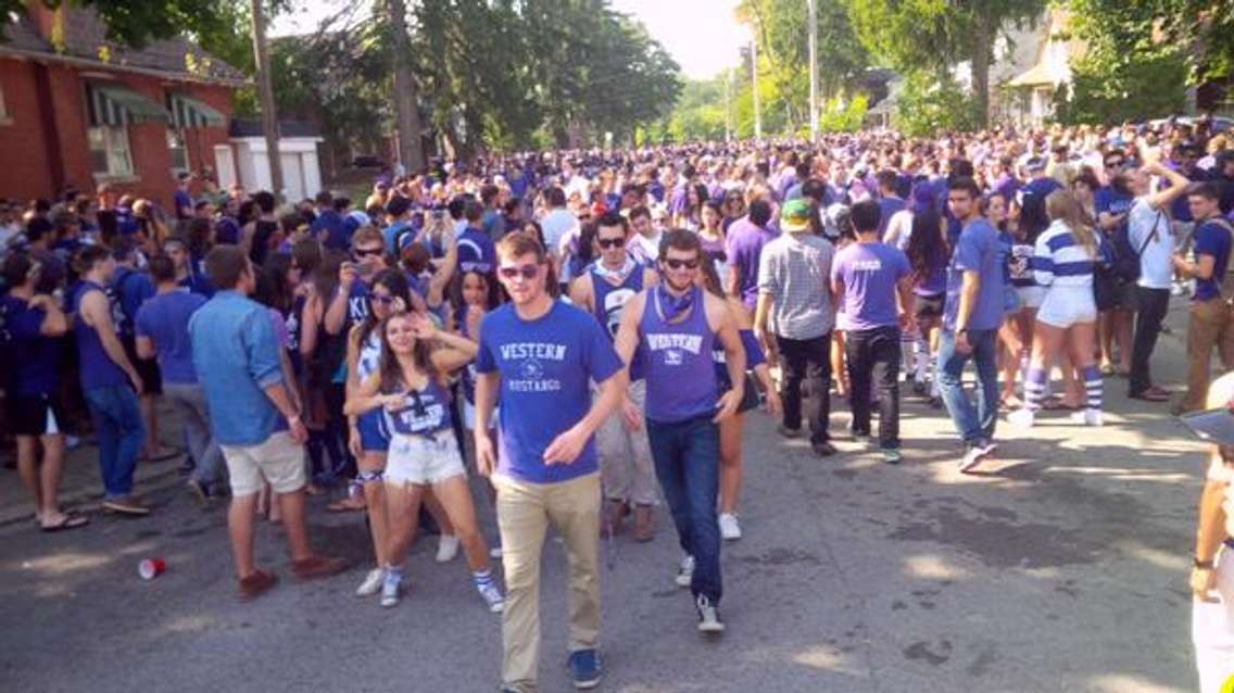 Western Homecoming celebrations on Broughdale Ave., September 21, 2014. Photo courtesy of London Police Service. 