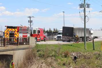 A truck fire on Bloomfield Rd. near Hwy. 401, April 6, 2016 (Photo by Jake Kislinsky)