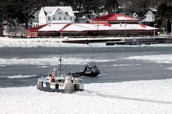 Fishing Trawler stuck in ice Feb 17, 2016. Photo submitted by Rick Smith. 