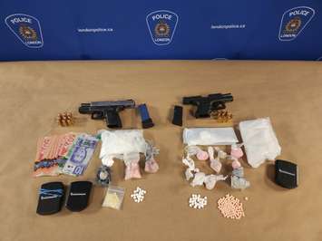 Items seized by the London police during an armed robbery investigation on February 13. Photo courtesy of London Police Service.