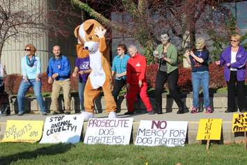 Animal cruelty protesters gather outside of the Chatham Courthouse. November 5, 2015. (Photo by Matt Weverink)