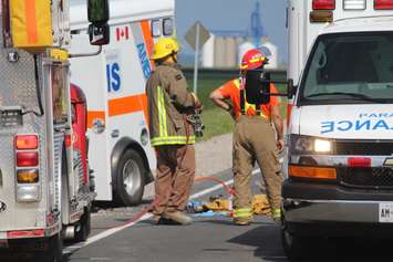 The scene of a crash on Hwy. 40 just north of Greenvalley Line, August 19, 2016 (Photo by Jake Kislinsky)