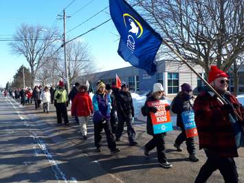 Education union members picket in Seaforth in front of the Avon Maitland District School Board facility. February 21st, 2020 (Photo by Bob Montgomery)