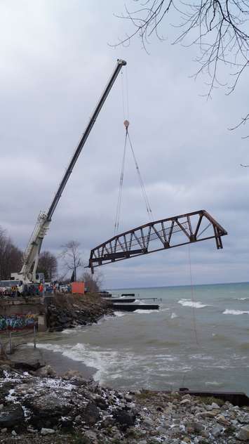 The Cull Drain Bridge is dismantled and removed. November 27, 2014 (Blackburnnews.com photo by Jake Jeffrey)