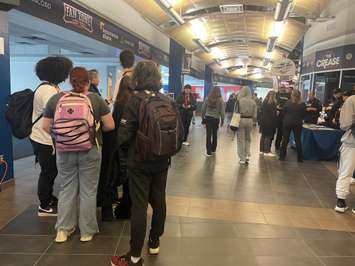 Students explore co-op opportunities at the WFCU Centre, March 25, 2025. (Photo by Maureen Revait)