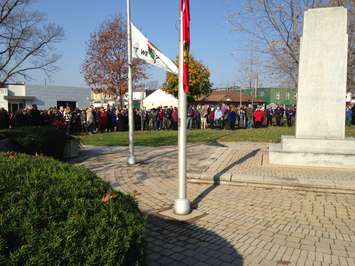 Crowd gathered at Leamington cenotaph. November 11, 2105 (Photo by Kevin Black)