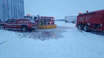 Firefighters responded to a farm property on Churchill Line after a fire broke out, February 9, 2018. (Photo courtesy of Petrolia and North Enniskillen Fire Department via Facebook)