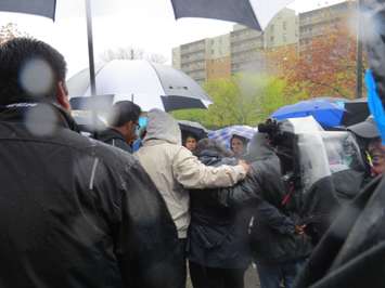 Hundreds attended a memorial service on Wonderland Rd. S, for murdered London cab driver Vijay Bhatia, May 4, 2017. (Photo by Miranda Chant)