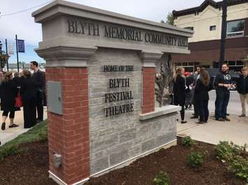 The new entrance sign of the Blyth Memorial Hall. May 19th, 2017 (Photo by Ryan Drury)