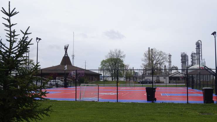 The tennis courts at Aamjiwnaang First Nation - May 3/24 (Blackburn Media Photo by Melanie Irwin)