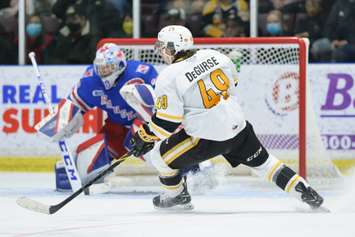Sarnia Sting vs the Kitchener Rangers on Sunday, December 5, 2021.  Photo courtesy of Metcalfe Photography.