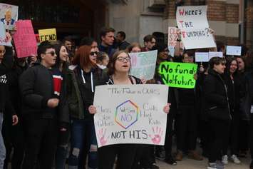 Walkerville Collegiate students demonstrate on April 4, 2019. Photo by Mark Brown/Blackburn News.