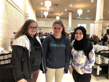 Students Julia Furlin, Zoe Clark-Fraser and Gharam Alh Ama at the World of Choices Chatham event on April 3, 2019 (Photo by Allanah Wills) 